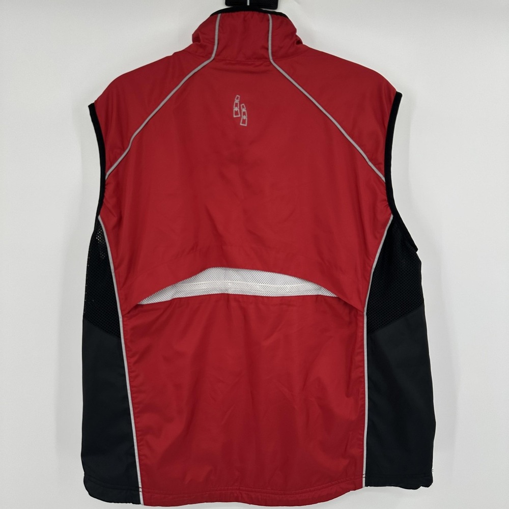 L.L.Bean Vest Mens Large‎ Red Black Full Zip Reflective Cycling Running Mesh - Picture 7 of 12